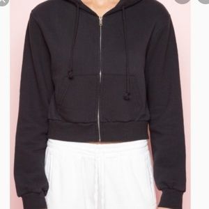 brandy black cropped zip up